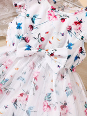 Toddler Girls Flowers Graphic Princess Dress For Party Beach Vacation