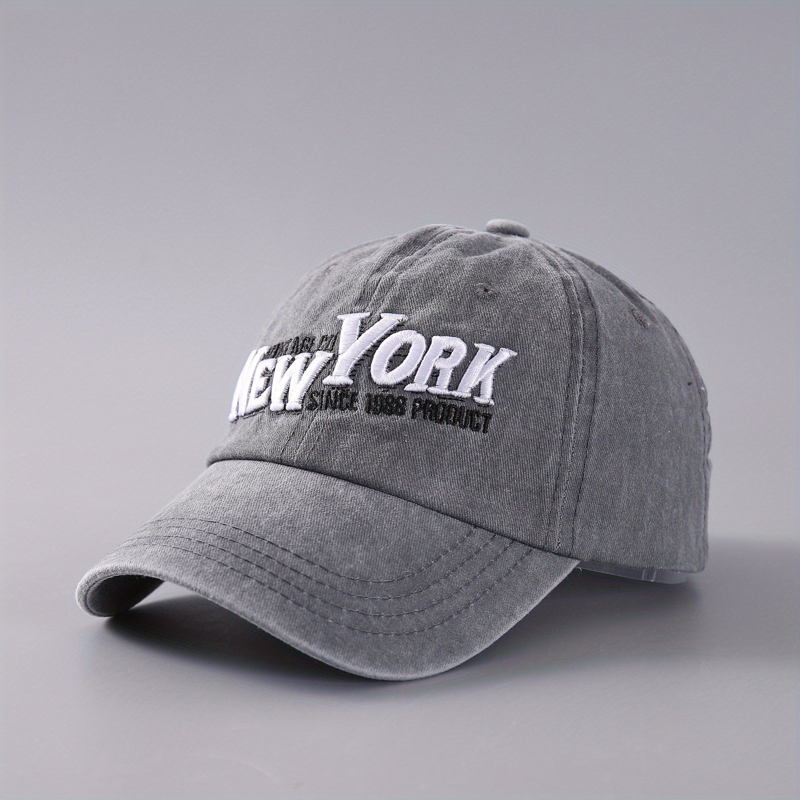 Embroidered Baseball Cap Denim Washed Curved Brim Peaked Cap
