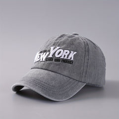 Embroidered Baseball Cap Denim Washed Curved Brim Peaked Cap