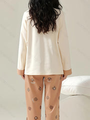 Bear Print Pajama Set Long Sleeve Top & Pants