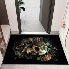 Gothic Skull Print Floor Mat, Non Slip Bathroom Kitchen Mat