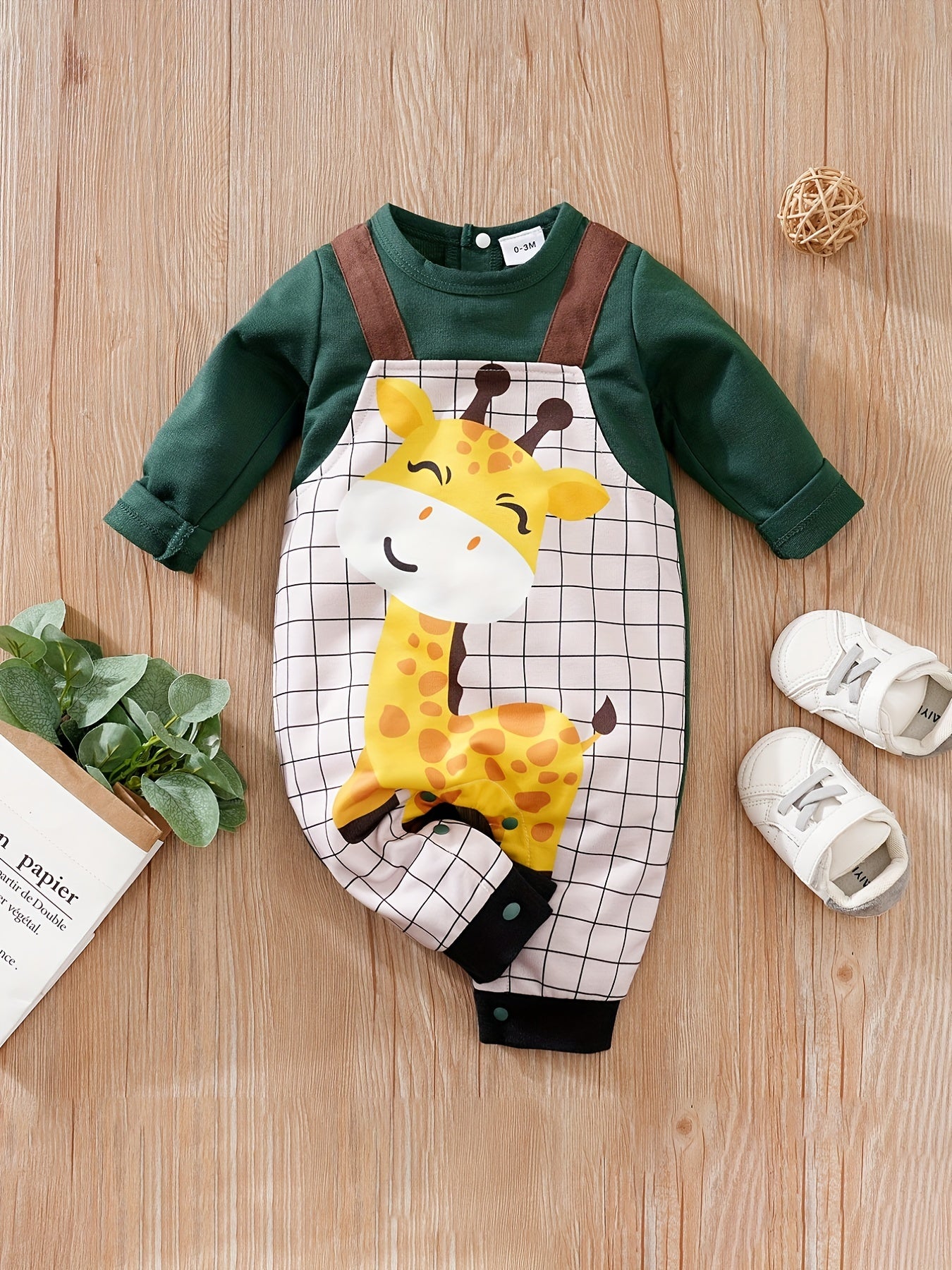 Giraffe Pattern Baby Overalls Spring Autumn Jumpsuit