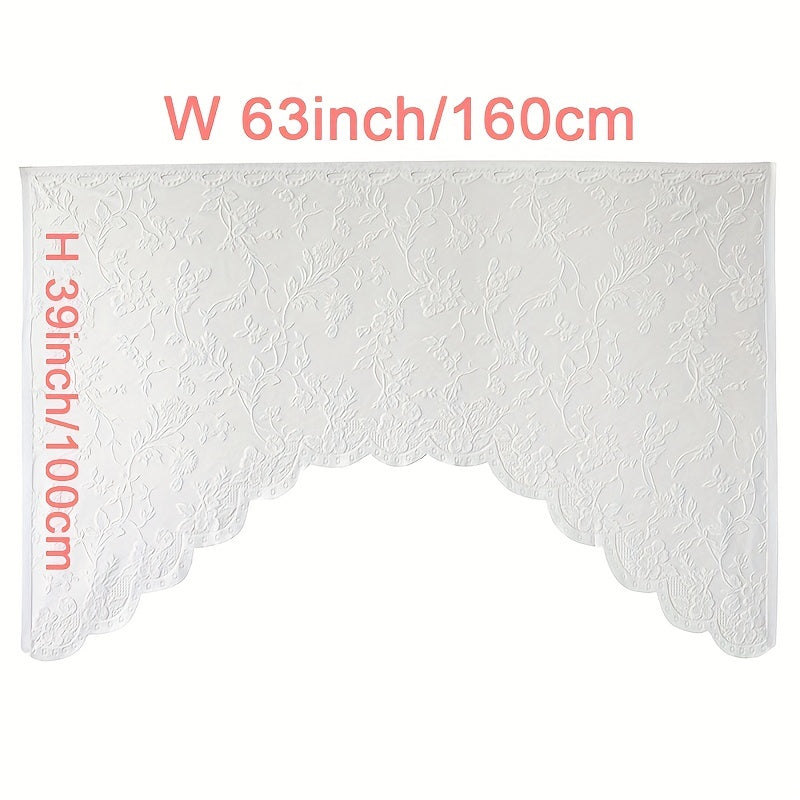 Jacquard Sheer Curtain Floral Pattern Kitchen Valance Short Curtain
