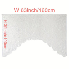 Jacquard Sheer Curtain Floral Pattern Kitchen Valance Short Curtain