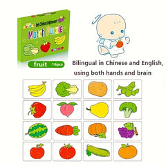 16pcs Educational Puzzle Set Animals Vehicles Fruits & Vegetables Theme