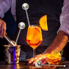 6pcs Glitter Disco Ball Cocktail Swizzle Sticks - Adds Sparkle to Drinks