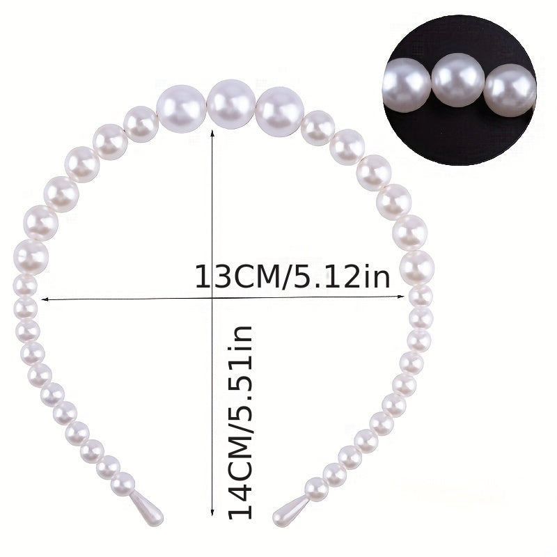 Kids Large Pearl Headband French Mori Beaded Hairpin