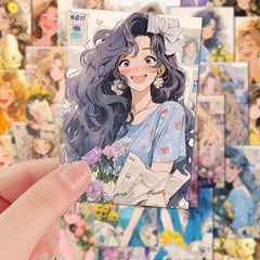 63pcs Flower Girl Cartoon Graffiti Stickers for Car Luggage Notebook Cup