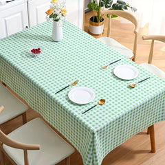 Plastic Tablecloth Straight Edge Plaid Tablecover PVC Lattice - Waterproof