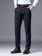Men's Straight Fit Business Pants Flat Front Trousers