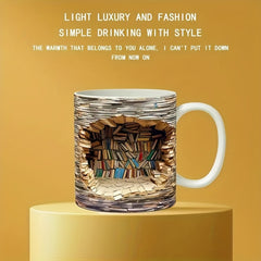 3D Bookshelf Coffee Mug Ceramic Water Cup Holiday Gift