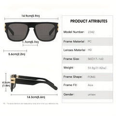 Men's Large Frame Block Sunglasses for Street Photography Holiday Party