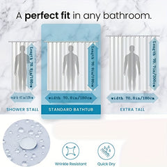 Waterproof Star Shower Curtain 12 Hooks Light Bathroom Decor