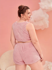 Plush Crop Tank & Shorts Pajamas Set Two Piece