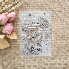 Dragonfly Flower Transparent Stamp - Add a Magical Touch to Your Crafts