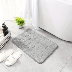 Grey Bath Floor Mat Non Slip Absorbent Rug Bathroom Carpet Stone Pattern