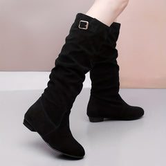 Women's Slouch Knee High Boots Buckle Decor Long Boots