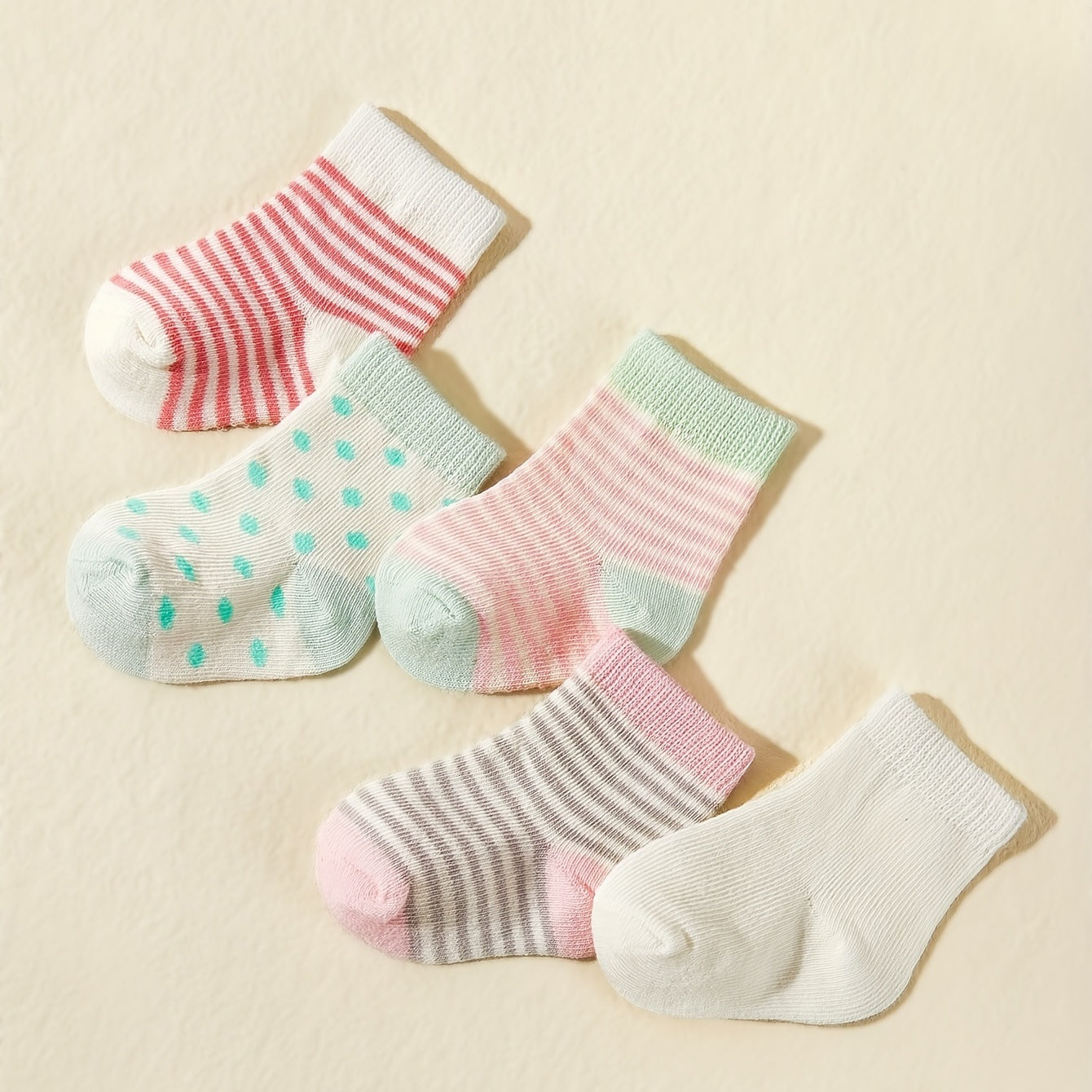 5pcs Baby Candy Striped Crew Socks Cotton Toddler Socks