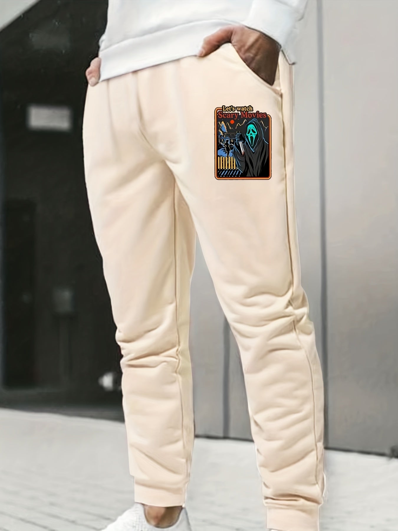 Ghost Print Men's Drawstring Sweatpants Pocket Casual Jogger Pants