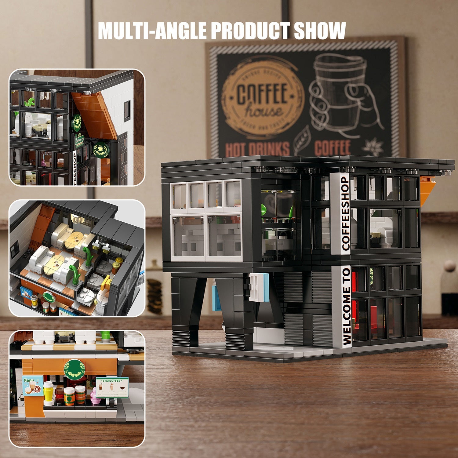 Coffee Shop Building Blocks Toy Model City Street Scene Coffee House