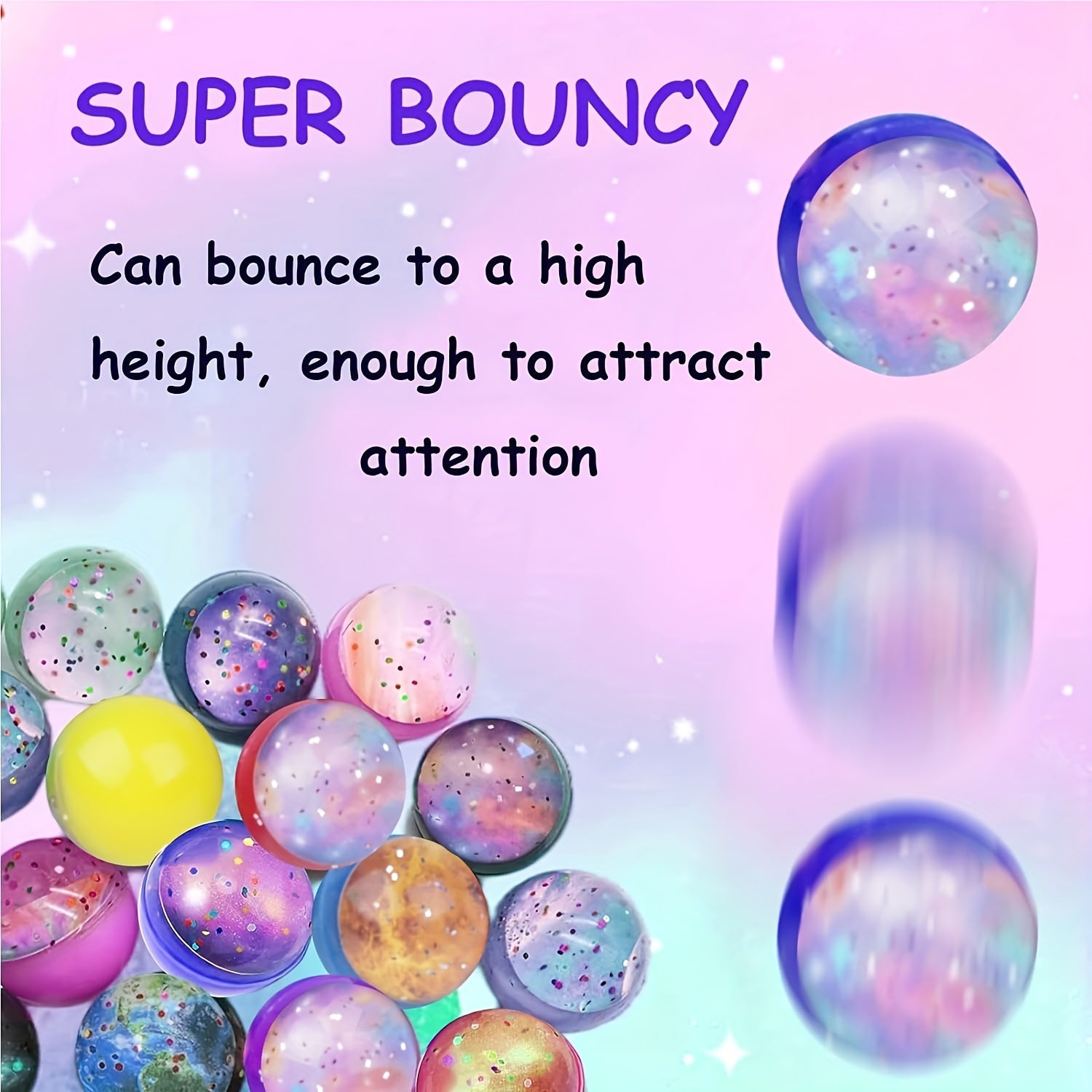 Space Bouncy Balls Bulk 32mm for Kids Party Favors - 6pcs or 12pcs