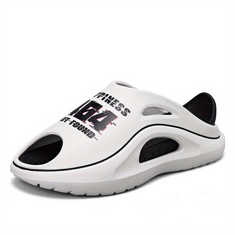 Men's Letter Print Platform Slides Non Slip Comfortable