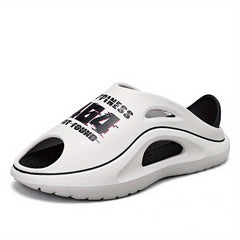 Men's Letter Print Platform Slides Non Slip Comfortable