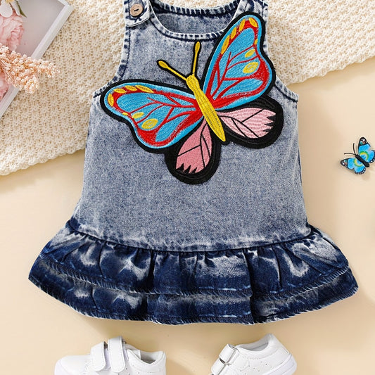 Baby Girls Butterfly Denim Dress Summer Clothes