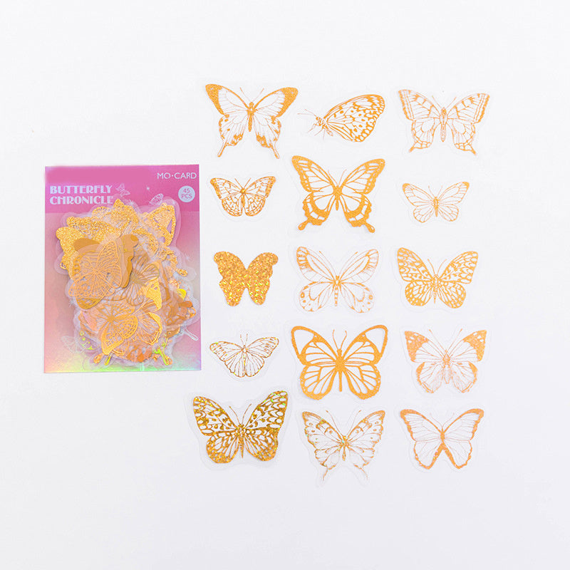 Pack of 45 Retro Journal DIY Stickers PET Bronzing Laser Sticker Packs