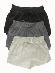 3-Pack Plus Size Sports Shorts Set - High Waist Elastic Drawstring