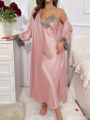 Lace Pajama Set with Robe & Slip Dress