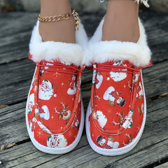 Women's Christmas Style Snow Boots with Santa Claus Reindeer Patterns