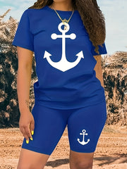 Anchor Print Short Sleeve Lounge Set