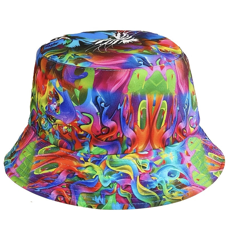 Vintage Print Windproof Sunshade Fisherman Hat For Couple
