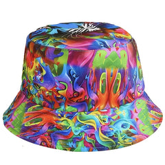 Vintage Print Windproof Sunshade Fisherman Hat For Couple