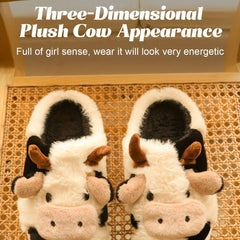 Plush Cow Slippers for Women