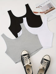3-Pack Casual Sleeveless Crop Tank Tops for Summer