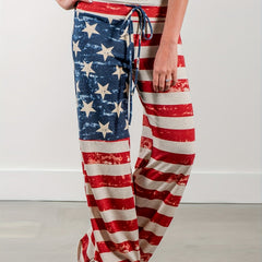 Striped Print Drawstring Pants Casual Wide Leg Palazzo Pants