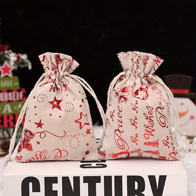 Christmas Burlap Candy Bag Drawstring Gift Bag For Kids Teens Adults