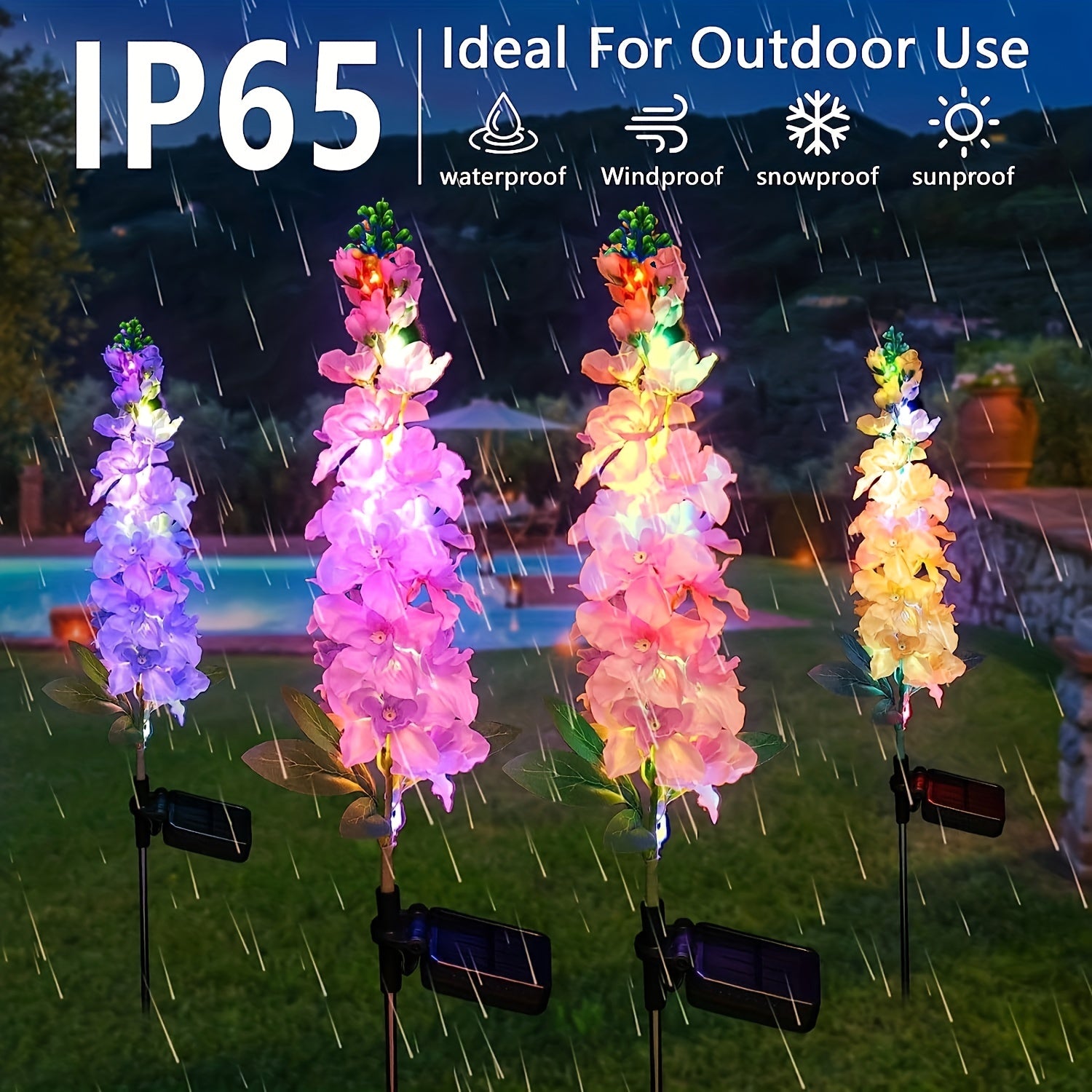 Solar Garden Lights Upgrade Delphinium Waterproof Solar Flower Lights