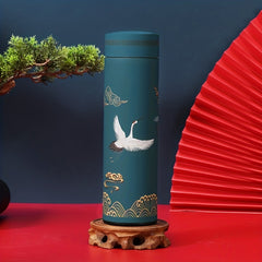 Auspicious Clouds Crane Pattern Insulated Water Bottle 500ml
