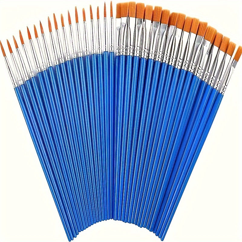 20pcs Nylon Artist Paintbrush Set with 60 Dye Boxes Wooden Handle Drawing Tools