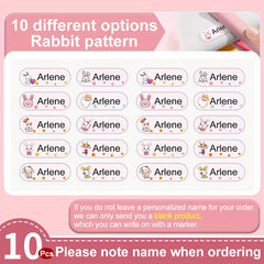 Custom Rabbit Girl Name Tag Sticker Personalized Washable Sewing Clo