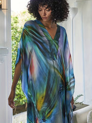 Boho Long Kaftan Dress Long Sleeve Cover Up Vacation Dress