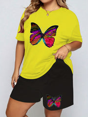 Butterfly Print Tee & Shorts Pajama Set