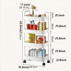 1pc Mobile Storage Cart with Wheels Convenient Floor Storage Rack