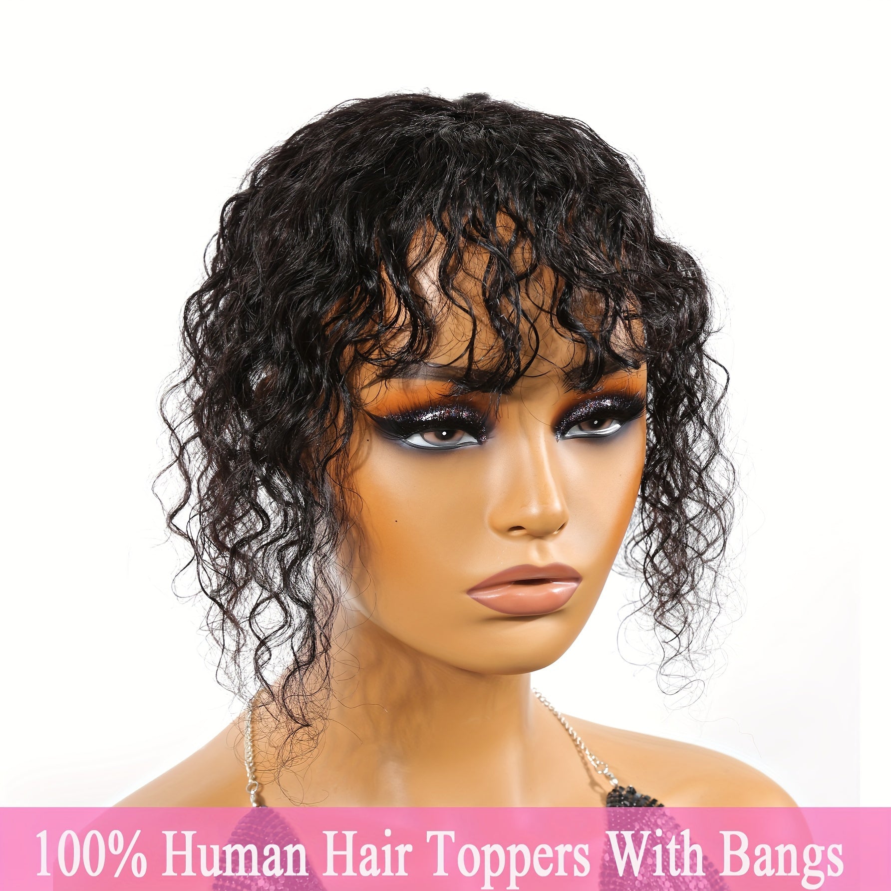 10" Curly Wave Hair Topper 100% Human Hair Extensions Clip In