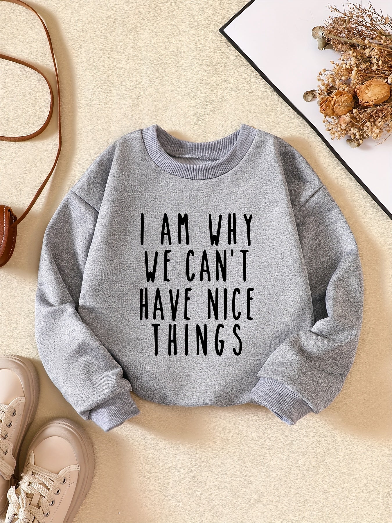 Girls Fun Letter Sweatshirt Long Sleeve Casual Pullover