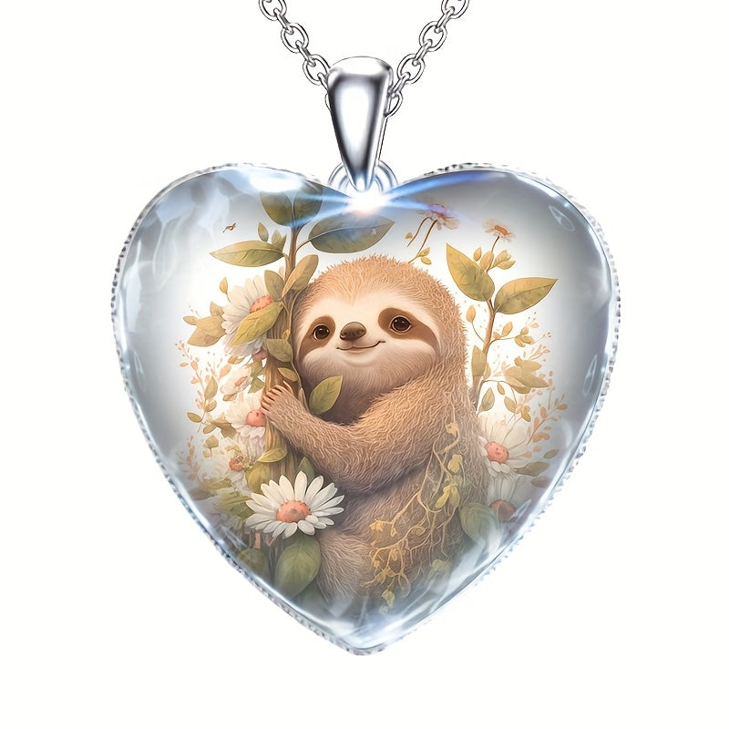 Sloth Heart Pendant Necklace Kids Gift Accessories