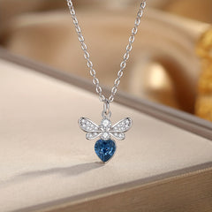 Bee Necklace Heart Shaped Crystal Bumblebee Pendant Jewelry